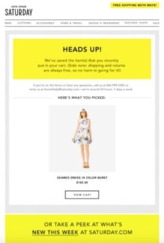 Ecommerce Marketing Strategy Kate Spade Abandoned Cart Workflow