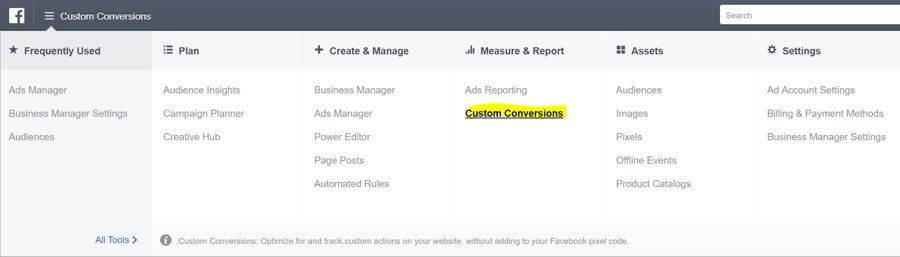 Facebook Marketing Tips: Tracking Conversions Step 1