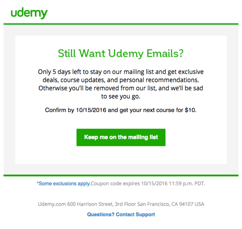ecommerce marketing strategy udemy reminder email