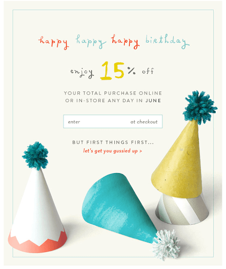 Anthropologie Birthday Email