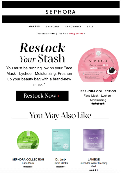 Sephora Restock Email