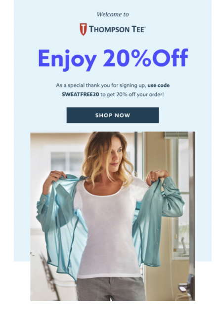 example of welcome email with promo